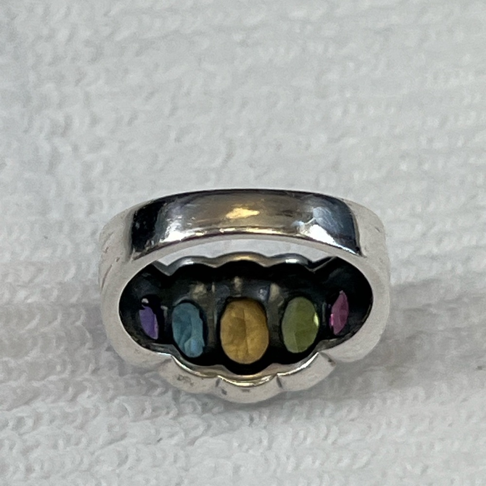 Vibrant Sterling Silver Ring With Multicolor Gems… - image 6